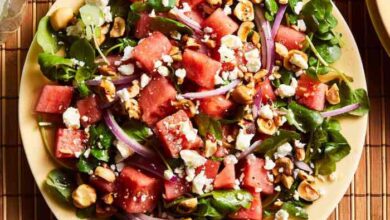 Watermelon goat cheese salad