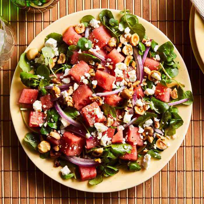 Watermelon goat cheese salad