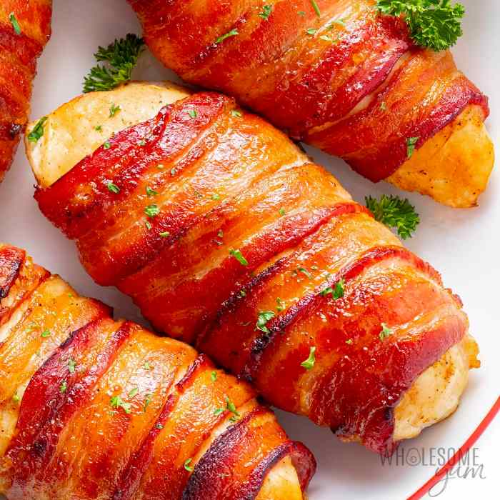 Bacon wrapped chicken in the oven