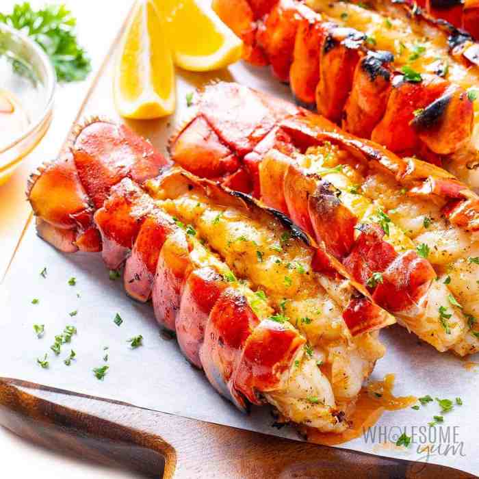 Grilled rock lobster tails