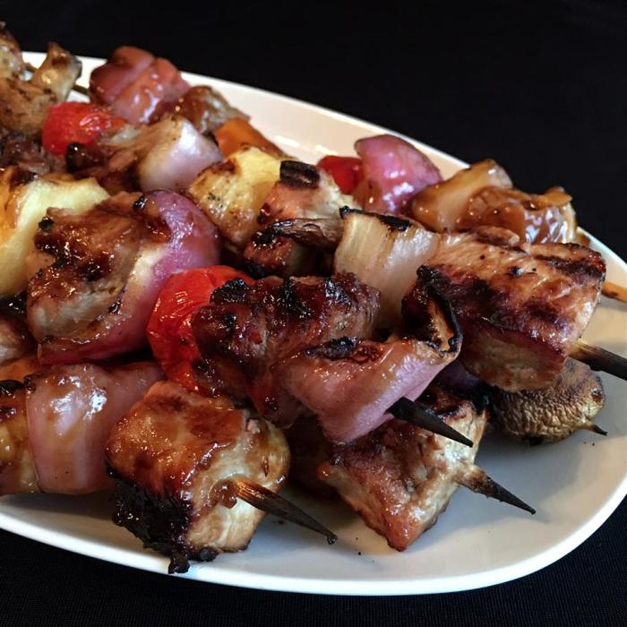 Bbq teriyaki pork kabobs