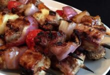 Bbq teriyaki pork kabobs