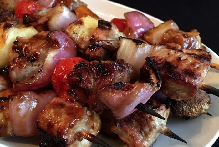 Bbq teriyaki pork kabobs