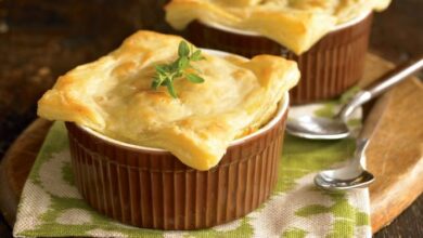 Chicken pot pies with puff pastry