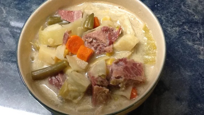 Cabbage and corned beef chowder