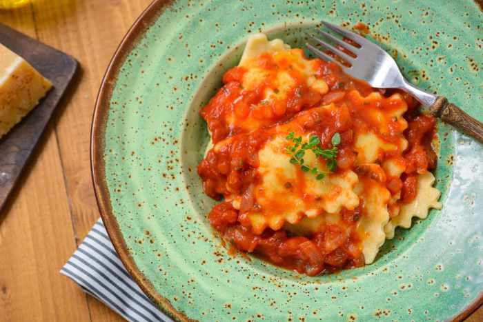 Homemade four cheese ravioli