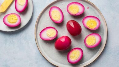 Pickled red beet eggs