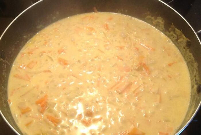 Green curry with sweet potato and aubergine eggplant