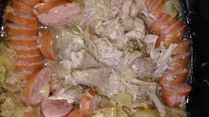 Pork roast with apples beer and sauerkraut