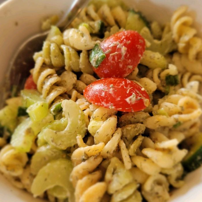 Fresh dill pasta salad