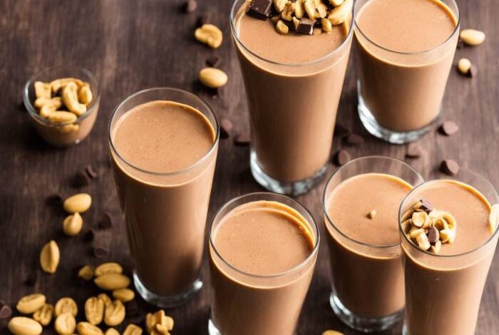 Chocolate banana peanut butter protein shake