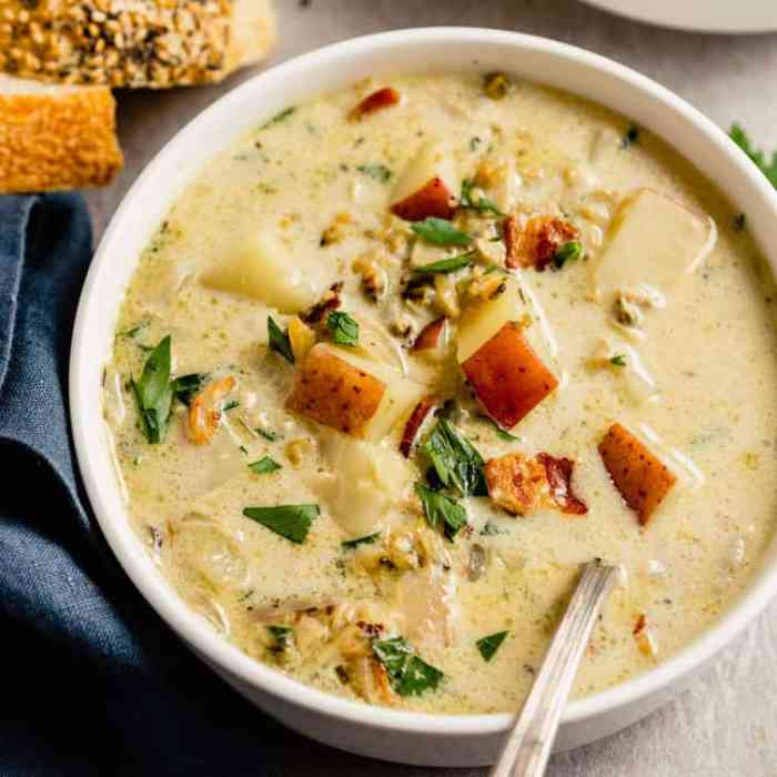 New england clam chowder for two