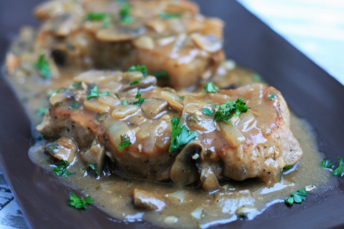 Grandmas pork chops in mushroom gravy