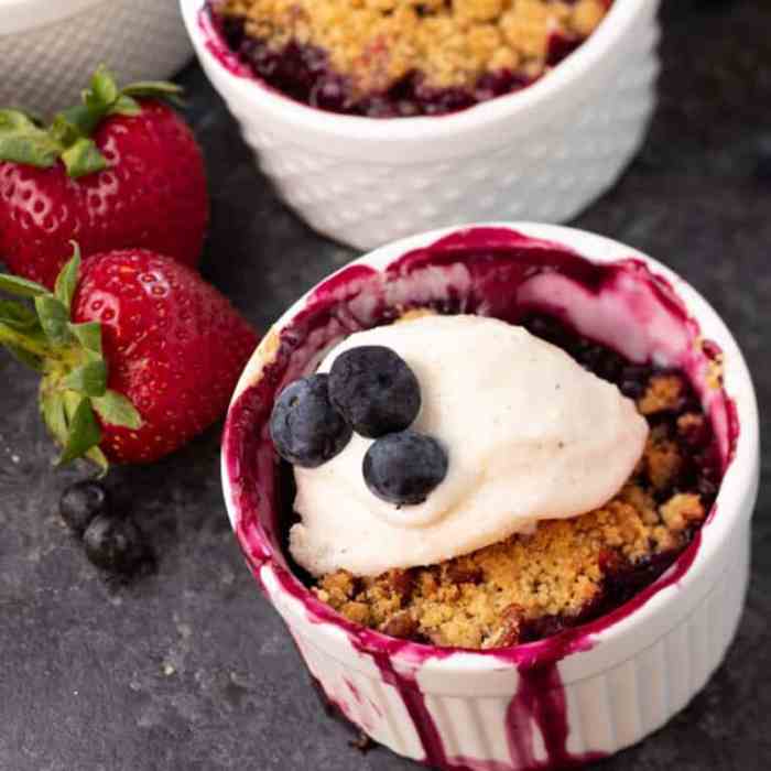 Bluebarb blueberry rhubarb crisp