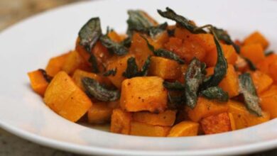Roasted butternut squash with brown sugar