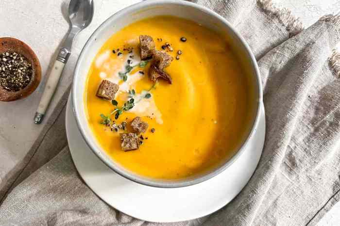 Vegan butternut squash soup with ginger apple and coconut milk