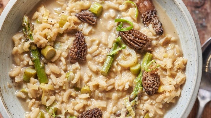 Asparagus and morel risotto