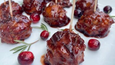 Turkey cocktail meatballs with orange cranberry glaze