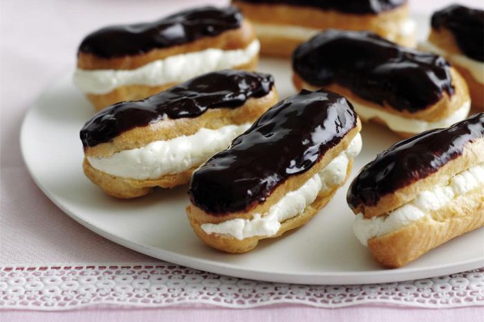 Heart shaped chocolate eclairs