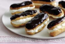 Heart shaped chocolate eclairs