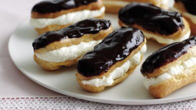 Heart shaped chocolate eclairs