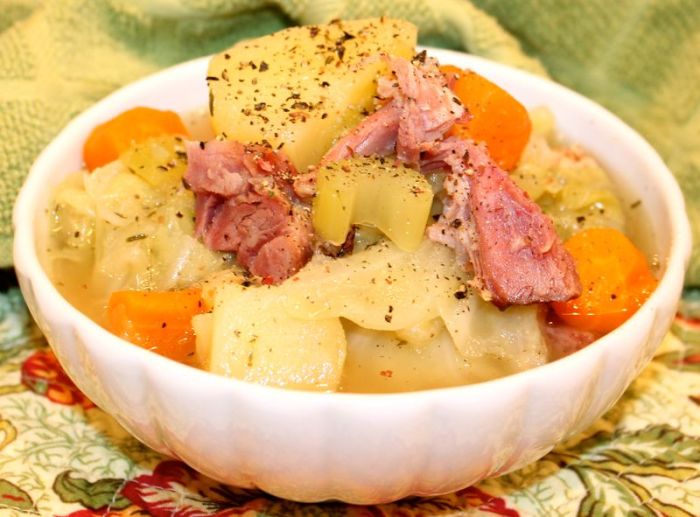 Cabbage ham potatoes pot instant stove below version top recipes