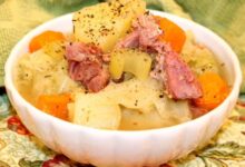 Cabbage ham potatoes pot instant stove below version top recipes