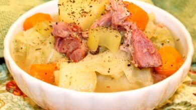 Cabbage ham potatoes pot instant stove below version top recipes