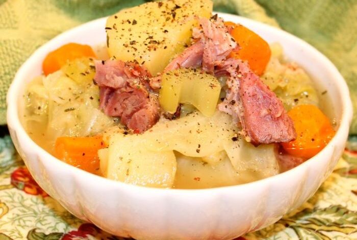 Cabbage ham potatoes pot instant stove below version top recipes