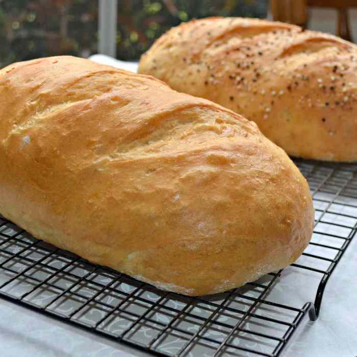 Italian bread baked on a pizza stone