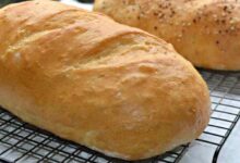 Italian bread baked on a pizza stone