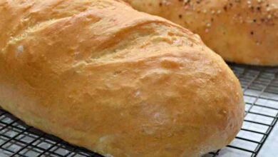 Italian bread baked on a pizza stone