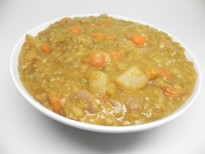 Split pea soup with homemade ham bone stock