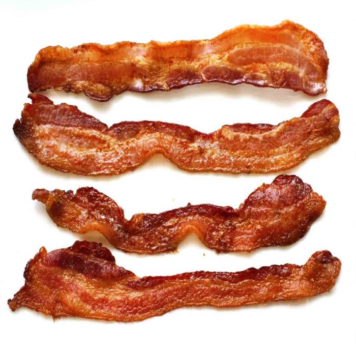Bacon covered chocolate strips