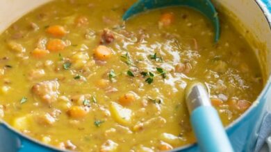 Split pea soup with homemade ham bone stock