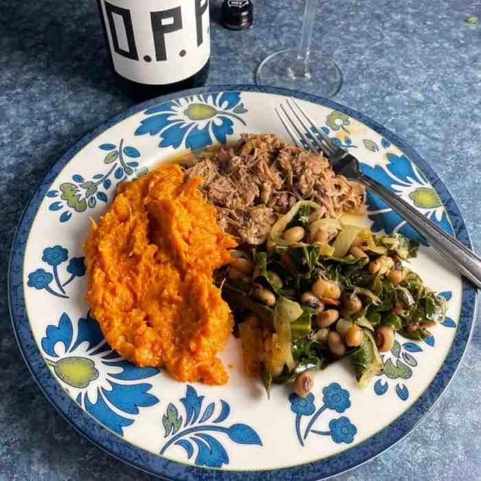 Black eyed peas with pork and greens