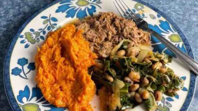 Black eyed peas with pork and greens