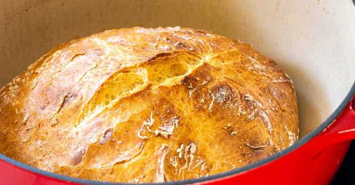 Bread crusty knead baked overnight cookinglsl foolproof