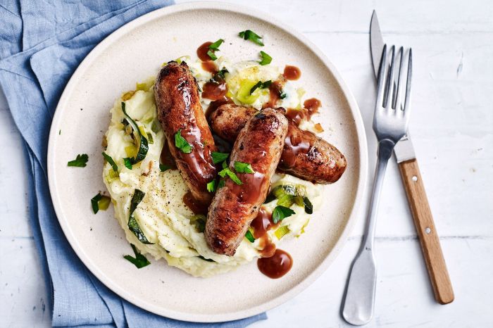 Classic bangers and mash