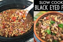 Slow cooker black eyed peas with bacon