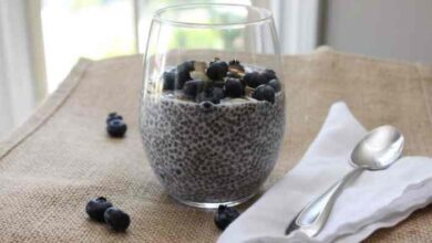 Blueberry chia pudding with almond milk