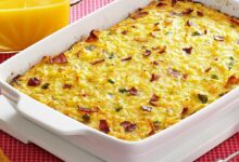 Cheesy ham and hash brown casserole