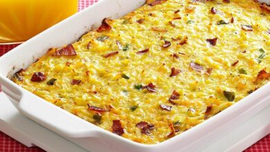 Cheesy ham and hash brown casserole