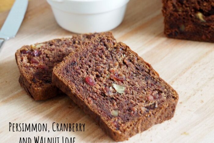 Christmas cranberry persimmon loaf