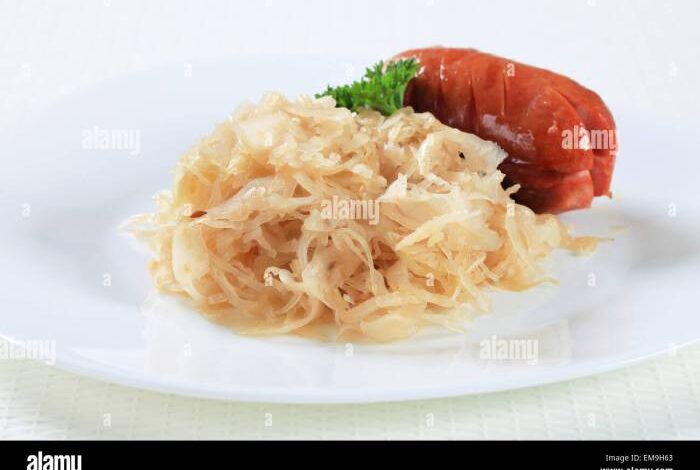 Roasted sausage and sauerkraut