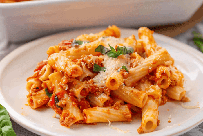 Delicious meatless baked ziti