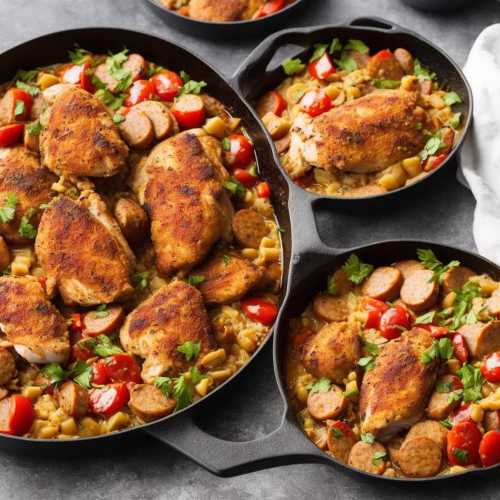 Southern style chicken perlo with andouille sausage