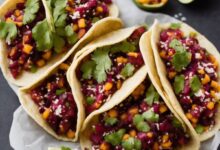 Tacos de jamaica vegan hibiscus tacos