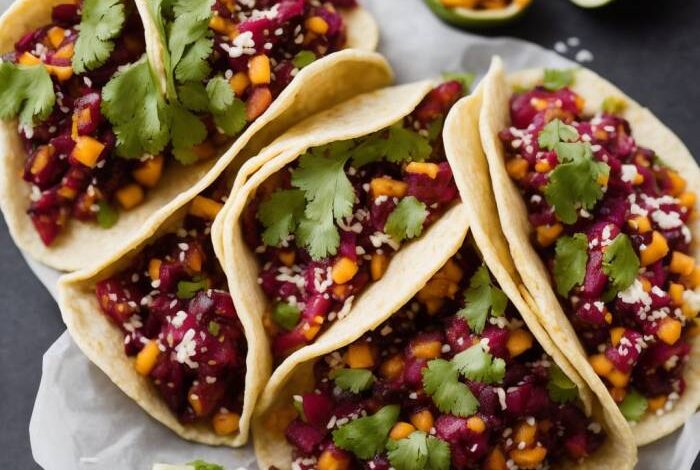Tacos de jamaica vegan hibiscus tacos