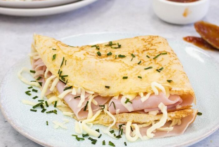 Ham and cheese crepes